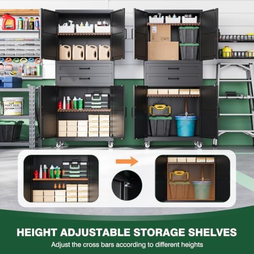 Letaya Metal Garage Storage Cabinets with Wheels,Black Rolling Tool Cabinet - Image 5