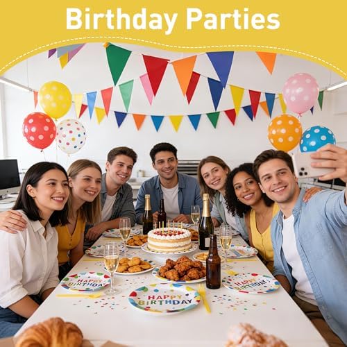 100 Pcs Disposable Birthday Party Tableware Set for 25 Guests - Image 3
