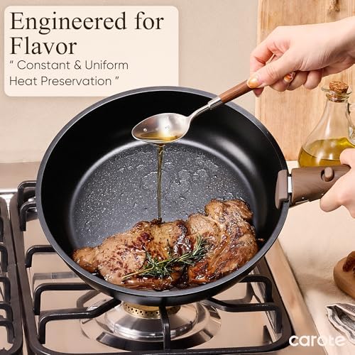 CAROTE 21pcs Pots and Pans Set Non Stick, Detachable Handle Cookware, Black - Image 6