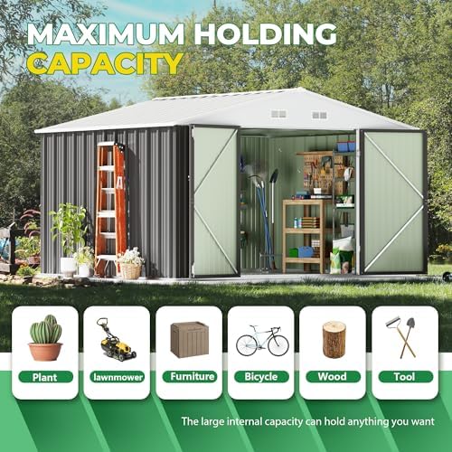 Devoko 10x10 FT Outdoor Storage Shed, Gray - Image 5