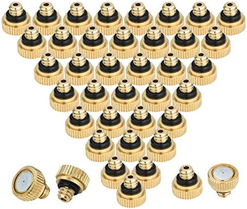 Brass Misting Nozzles for Garden Cooling System 0.012" 10/24 UNC (40 PCS) by KUWAN