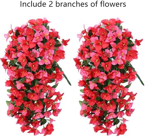 Faux Bougainvillea Artificial Flowers Plants for Outdoors Outside Decoration, 2 pcs Fake Flowers Realistic UV Resistant Silk Long Trailing Vines for Front Door Porch Planter Urn Patio Balcony Yard,Mix - Image 5