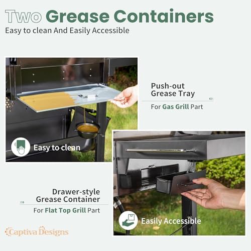 Captiva Designs Propane Gas Griddle Grill Combo with Lid & Flat Top Griddle - Image 4