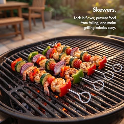 9-Piece Stainless Steel BBQ Tool Set with Carry Bag, Grill Utensils Kit with Spatula, Fork, Tongs, Knife, Skewers, Oil Brush for Outdoor Grill, Camping, Tailgating, Cookouts, BBQ Gifts - Image 7
