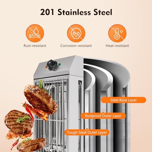 1800W Countertop Electric BBQ Grill, Commercial and Home Use, Stainless Steel Barbecue Griddle, Smokeless Portable Cooking Oven for Indoor Outdoor Picnic for Party Home Camping Cooking - Image 6