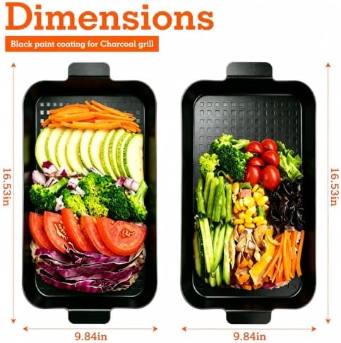 2PCS Grill pan: Grill topper for outdoor grill - Non-stick enamel coating grill topper suitable for camping, picnic, party - Image 2