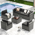 7-Piece Patio Furniture Set, Wicker Outdoor Furniture with Thick Cushions by LazySunsets