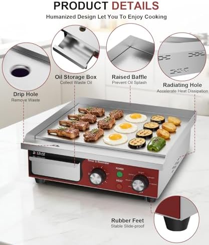 14"x11.8" Commercial Electric Griddle with 5 Minute Reminder Timer - Image 6