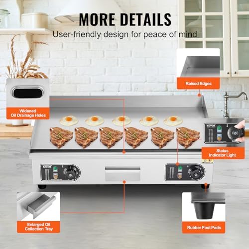 VEVOR Commercial Electric Griddle, 30" No Plug, Countertop Flat Top Griddle - Image 6