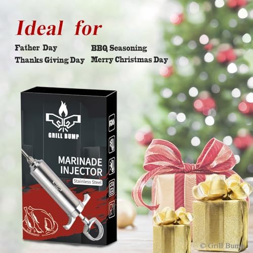 Grill Bump Meat Injector Syringe Kit with 3 Professional Marinade Injector Needles for BBQ Grill Smoker, Turkey and Brisket; 2-oz Large Capacity, Including Paper User Manual, Recipe E-Book (PDF) - Image 5