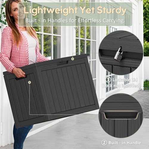 KAMABOKO 50 Gallon Outdoor Storage Box Waterproof Deck Box for Patio - Image 4