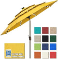 EliteShade USA 10-Year-Non-Fading 9ft 3-Tier Market Patio Umbrella, Commercial Table Umbrella with 80 Solar LED Lights, Crank Open, Windproof & UPF 50+ UV Protection for Garden, Deck, Pool, Backyard, Sunflower Yellow by EliteShade