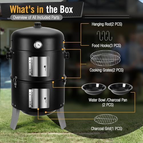 BBQ Charcoal Smoker for Meat: 16 Inch Heavy Duty 4 In 1 BBQ Charcoal Grills - Image 6
