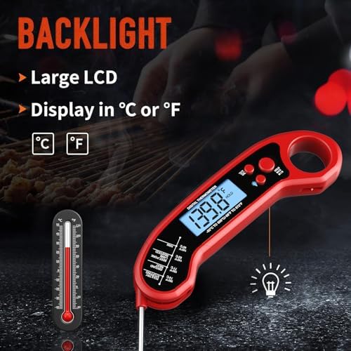 Meat Thermometer Digital, Instant Read Meat Thermometer for Grill and Cooking, Waterproof Food Thermometer for Kitchen and Outside, BBQ, Turkey, Candy, Liquids, Beef - Image 4