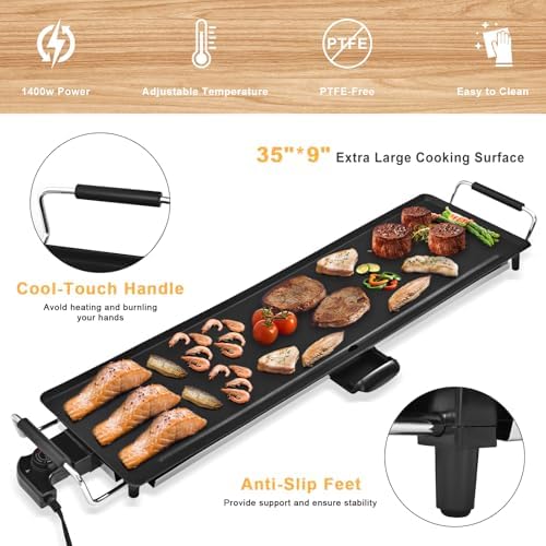 AEWHALE 35" Extra Large Electric Griddle 1800W - Image 2