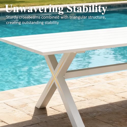 LayinSun 9 Pieces Outdoor Patio Dining Set, Aluminium Rectangular Dining Table and Wicker Rattan Chairs Set for Outside Backyard, Poolside - Image 6