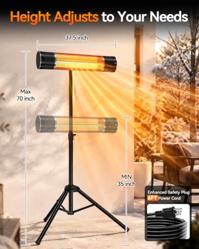 1800W Electric Infrared Patio Heater, Outdoor Patio Heater - Image 7