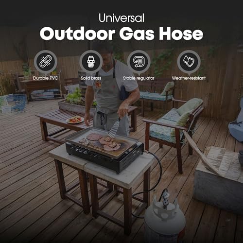 GasOne Universal Propane Regulator Hose with 3 Interchangeable Fittings – 3 FT Propane Hose with Regulator - Compatible with Blackstone 17"/22" Griddles, Propane Grills, Burners & Other Appliances - Image 2