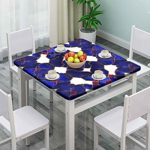 Folding Table Tablecloth Fitted, Moroccan Trellis Pattern Printed on Stain Resistant Elasticized Table Covers, Use for Kitchen Patio Restaurant, Fit for 42" x 42" Square Tables - Image 2