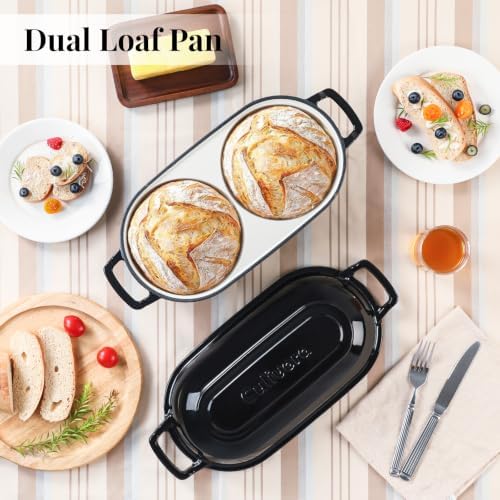 Cast Iron Double Dutch Oven, Mini Enamel Sourdough Bread Pan with Lid - Image 2