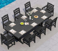 SERWALL 9Pcs HDPE Outdoor Dining Set w/6 Armless, 2 Armchairs for 8,Black by SERWALL