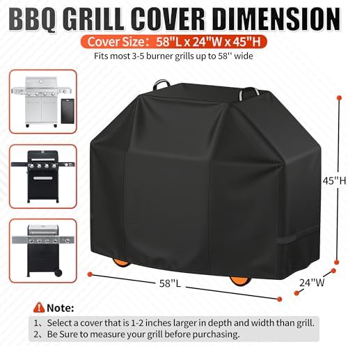 i COVER Grill Cover, 58 inch BBQ Grill Cover for Outdoor Grill, Waterproof BBQ Cover, Fade Resistant Barbecue Gas Grill Covers for Weber, Char-Broil, Nexgrill and More - Image 2
