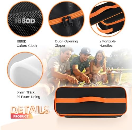 Grill Tool Storage Bag for Outdoor Barbecue, 20 in, Black, Flip-Top - Image 3