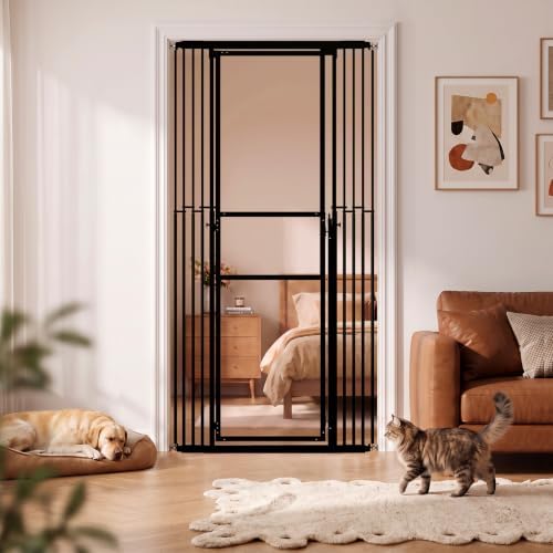 Extra Tall Cat Gate 49-87" Height Adjustable, Full Clear Acrylic Gate by GardnerPet