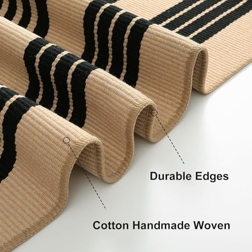 OJIA Outdoor Area Rugs 4'x6', Black and Tan Patio Rug Fall Porch Decor - Image 5