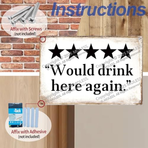 12x8″ Bar Sign | Vintage Man Cave Decor Would Drink Here Again, 2484 - Image 5