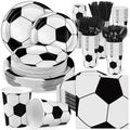 Kochorie 400 Pieces Soccer Disposable Party Tableware Sets Including Plates Cups Napkins Cutlery Serves 50 for Soccer Games Sports Birthday Party Decorations by Kochorie