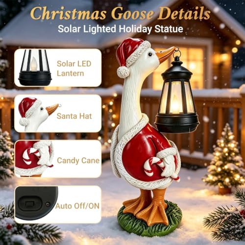 Christmas Decorations Solar Garden Outdoor Statues Goose - Image 5