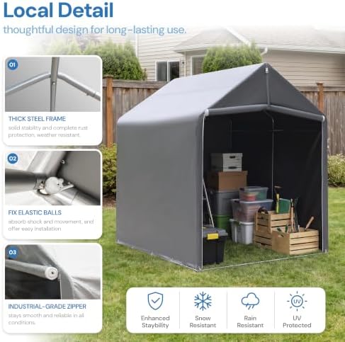HOTEAGLE Sheds & Outdoor Storage, Portable Garage 6 x 4 ft - Image 6