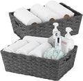 Onlytak Large Wicker Storage Basket, Metal Frame, Set of 2, Washable Waterproof, 15" x 10.3" x 5.2", Dark Grey Color, Woven Basket for Pantry, Toilet, Bathroom, Bedroom, Patio by onlytak