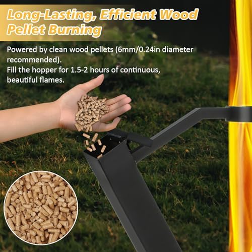 CHARMELEON Stainless Steel Pellet Stove&Wood Pellet Fire Pits for Outside – 51In Wood Pellet Heater–Outdoor Fire Pit for Backyard – Fireplace for Camping Patio Garden Picnic(Glass Tube-39.3In) - Image 6