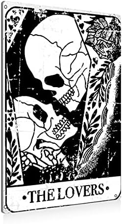 BEASTZHENG Halloween Decor Tarot Cards The Lovers Metal Tin Sign Wall Art by BEASTZHENG