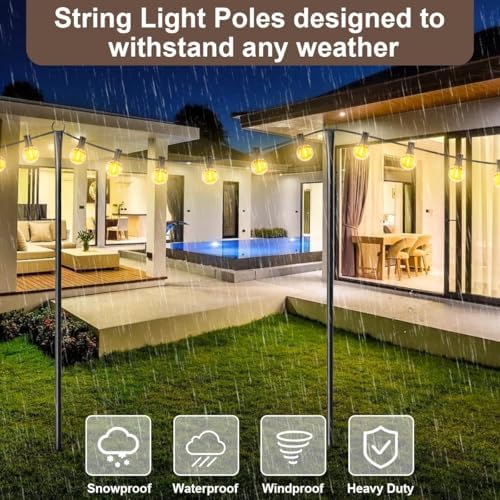 MuliVid All Pack String Light Poles for Outdoor,Metal Light Hanging Pole Outside with Fork,Light Stand for Patio, Pergola, Garden, Backyard, Yard, Camping Party (8 Pack) - Image 6