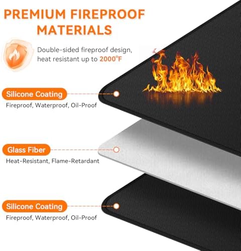 Fireplace Mat Fireproof, 39 x 25 Inch Hearth Rugs for Fireplaces Fire Resistant, Indoor Fire Pit Wood Stove Pads, Outdoor Under Grill Mats, Protect Floors and Decks from Sparks Embers - Image 5