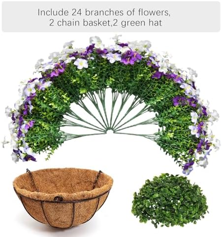 2 Set Artificial Hanging Flowers with Basket for Outdoor Decor - Image 4