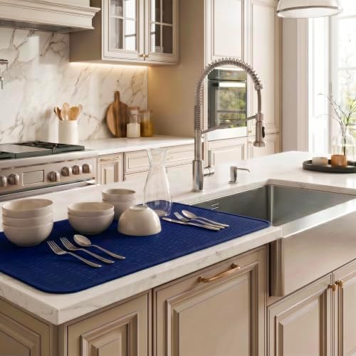 MicoYang Silicone Dish Drying Mat for Multiple Usage,Easy clean,Eco-friendly,Heat-resistant Silicone Mat for Kitchen Counter or Sink,Refrigerator or Drawer Liner Navy Blue 5XL 36inches x 18inches - Image 5