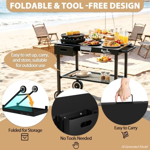 Grill Cart - 31" L×29" H×18" W Heavy Duty Pizza Oven Stand - Image 4