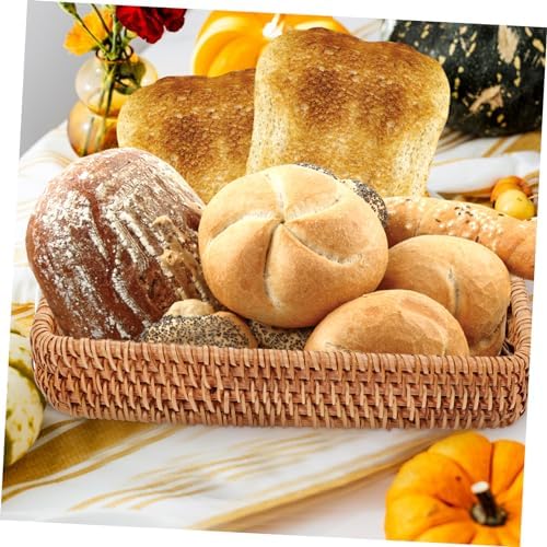 MAGICLULU 2pcs Hand-woven Rattan Bread Serving Basket Small Wicker Storage Basket for Fruits Snacks - Image 6