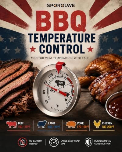 Meat Thermometer for Oven 304 Stainless Steel Probe, 40‑220°F, 2pc - Image 3