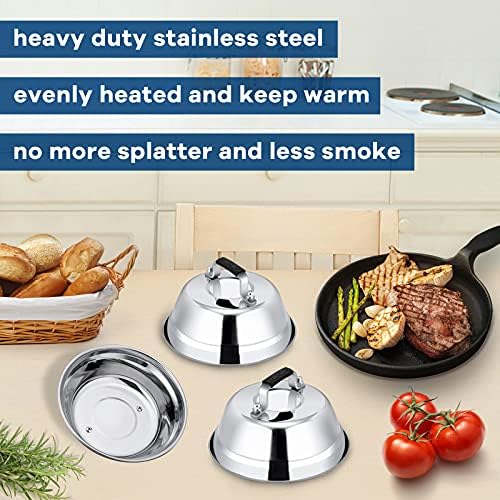 Leonyo 6.5IN Stainless Steel Griddle Basting Cover Dome, 3 Pack - Image 7