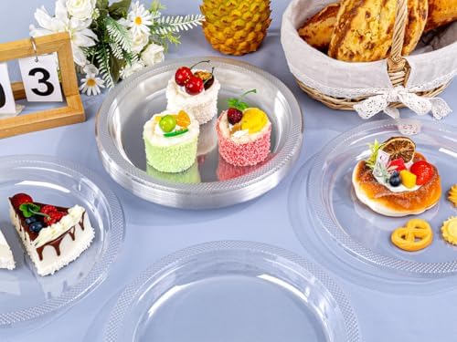 WELLIFE 10 Inch Clear Plastic Plates 50 Count - Image 2