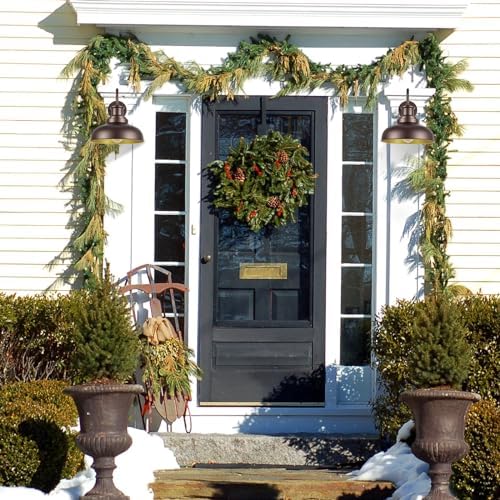 Dusk to Dawn Outdoor Barn Lights Outdoor Wall Sconces Farmhouse Exterior Wall Mount Light Vintage Outside Lighting Fixture Industrial Bronze Lantern for Porch Garage Shed Patio, 2 Pack - Image 6