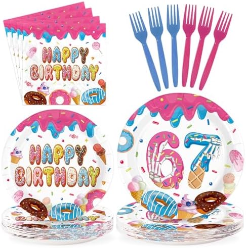 96Pcs Summer Ice Cream Birthday Party Decorations for Girls, Serves 24 by Greencian