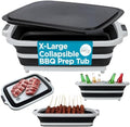BIRDROCK HOME 18L Collapsible BBQ Prep Tub with Lid, Black, 22”L x 16”W by BIRDROCKHOME
