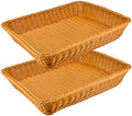2 Pack Wicker Bread Baskets, 17.7 Inch Rectangular Serving Trays by Fulhdedi
