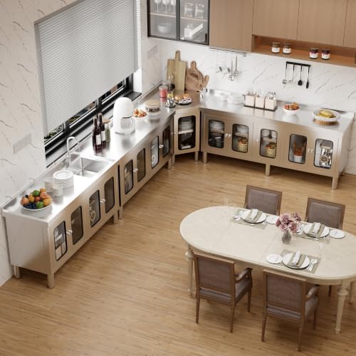 Stainless Steel Corner Cabinet Prep Table with 304 Stainless Steel Worktop - Image 3